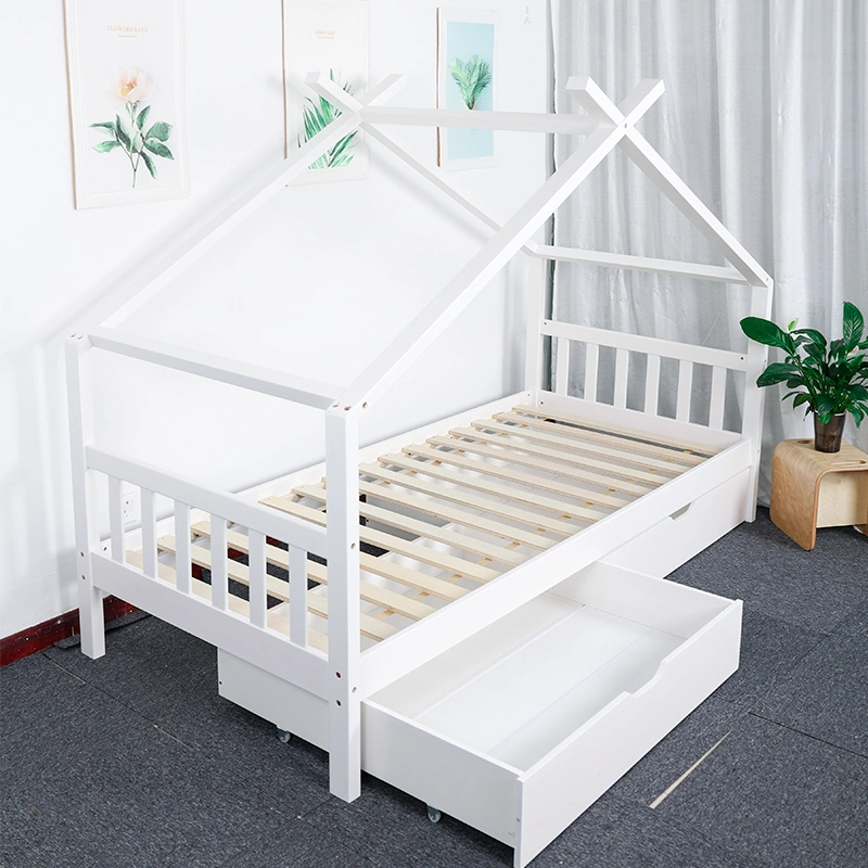 High Safety Kids Crib Wooden Baby Bed with Side Protection