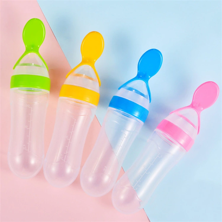 BPA Free Infant Baby Milk Feeder Silicone Squeeze Feeding Bottle