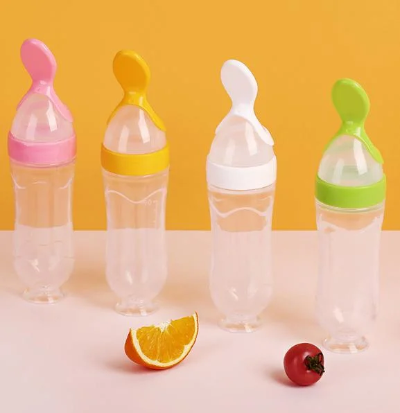 BPA Free Infant Baby Milk Feeder Silicone Squeeze Feeding Bottle